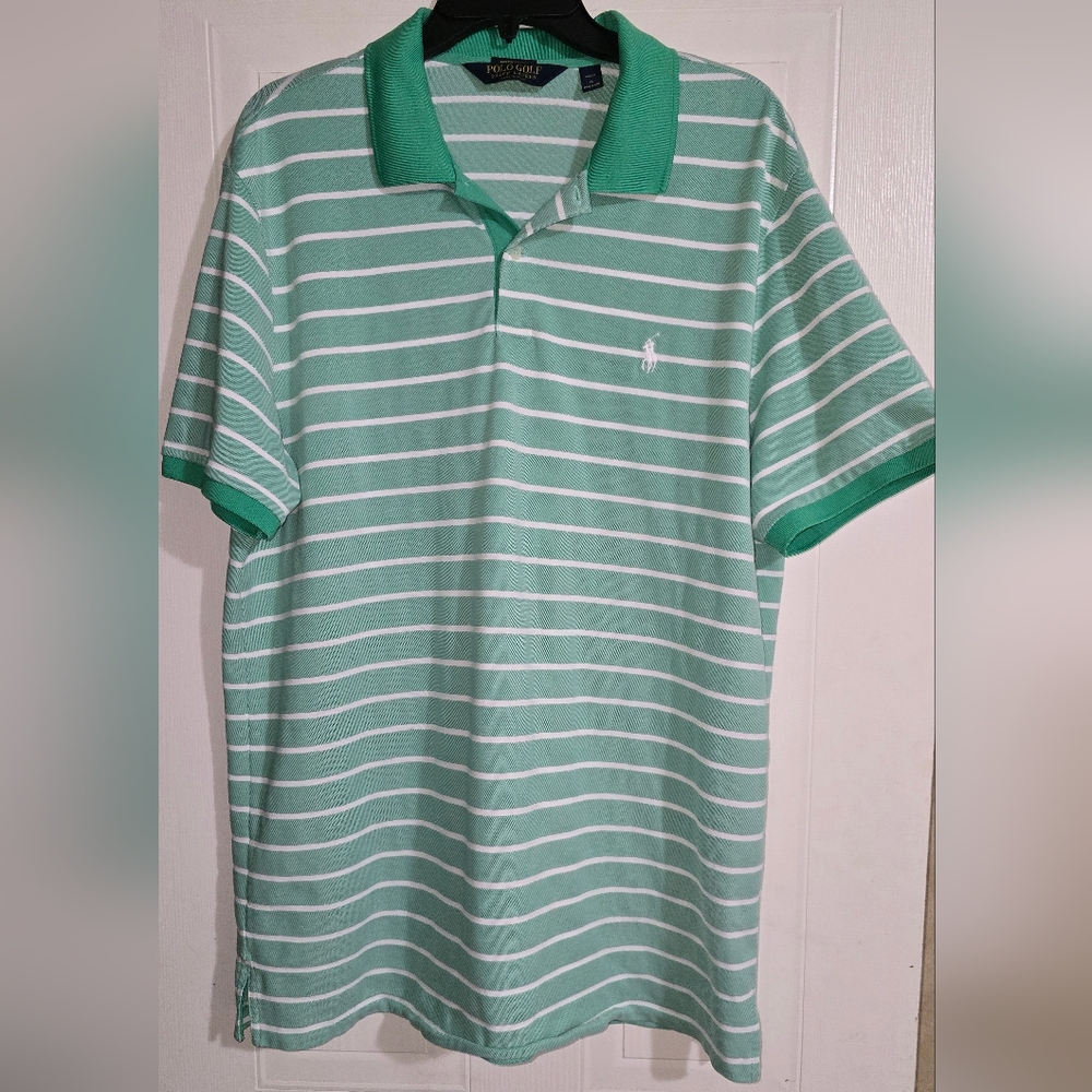 Polo by Ralph Lauren Mint and White Striped Polo Shirt